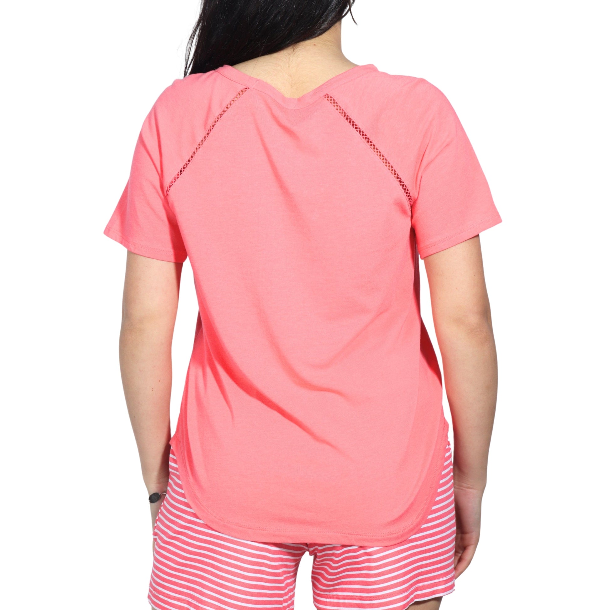 LIZ CLAIBORNE Womens Pajama XS / Coral LIZ CLAIBORNE - Net Detailed T-Shirt