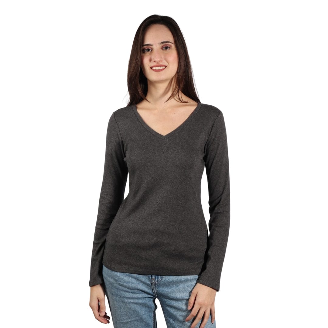 LIZ CLAIBORNE Womens Tops S / Grey LIZ CLAIBORNE - Basic Long Sleeve Top