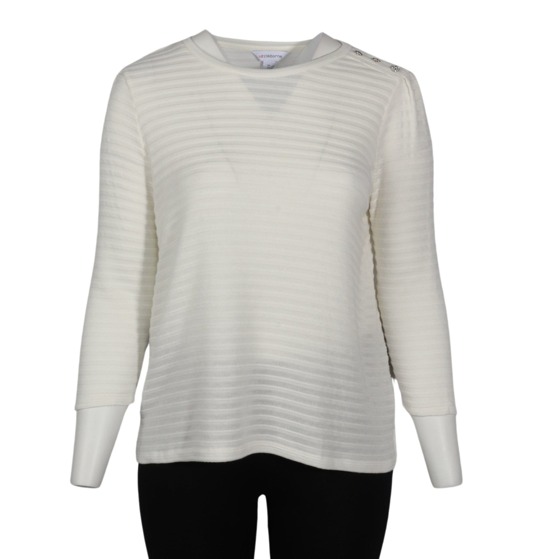 LIZ CLAIBORNE Womens Tops XL / White LIZ CLAIBORNE -  Langarm Long-Sleeved Sweater