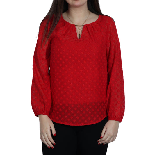 LIZ CLAIBORNE Womens Tops S / Red LIZ CLAIBORNE - Metal Detail Blouse