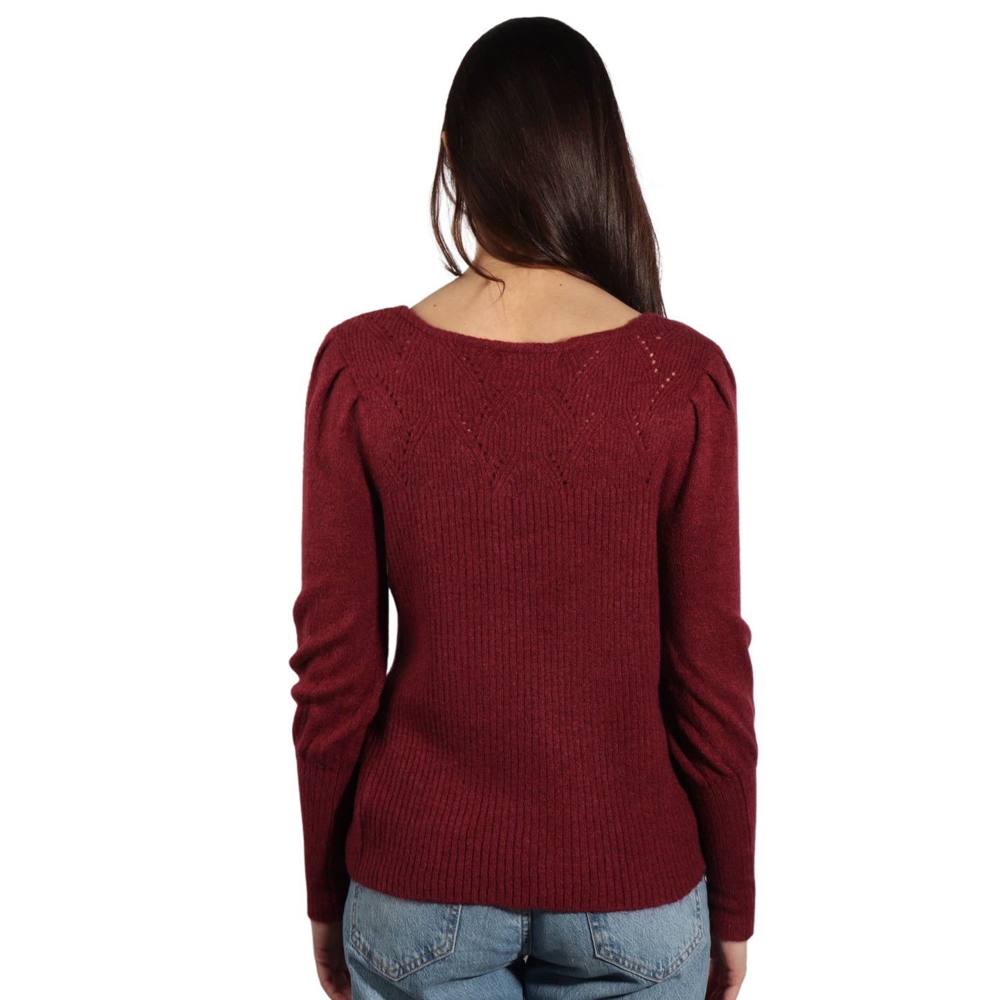 LIZ CLAIBORNE Womens Tops S / Burgundy LIZ CLAIBORNE -  Pullover Sweater Solid Ribbed Knit