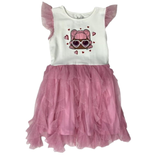 LOL SURPRISE Girls Dress S / Multi-Color LOL SURPRISE - KIDS -  Valentines White & Pink T-Shirt Style Tulle Dress
