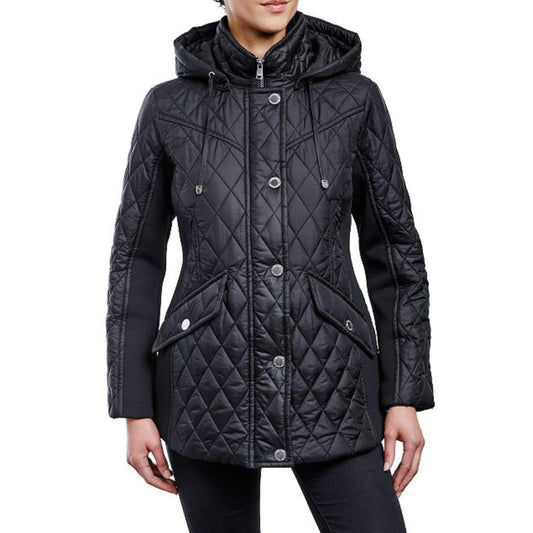 LONDON FOG Womens Jackets L / Black LONDON FOG - Hood Water-Resistant Coat