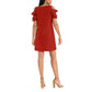 LONDON STYLE Womens Dress Petite L / Red LONDON STYLE -  Short Ruffle Sleeve Cold Shoulder Shift Dress