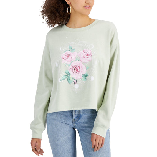 LOVE TRIBE Womens Tops L / Green LOVE TRIBE - Rose Celestial Graphic-Print Sweatshirt