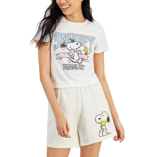 LOVE TRIBE Womens Tops XS / White LOVE TRIBE - Snoopy Cropped T-Shirt