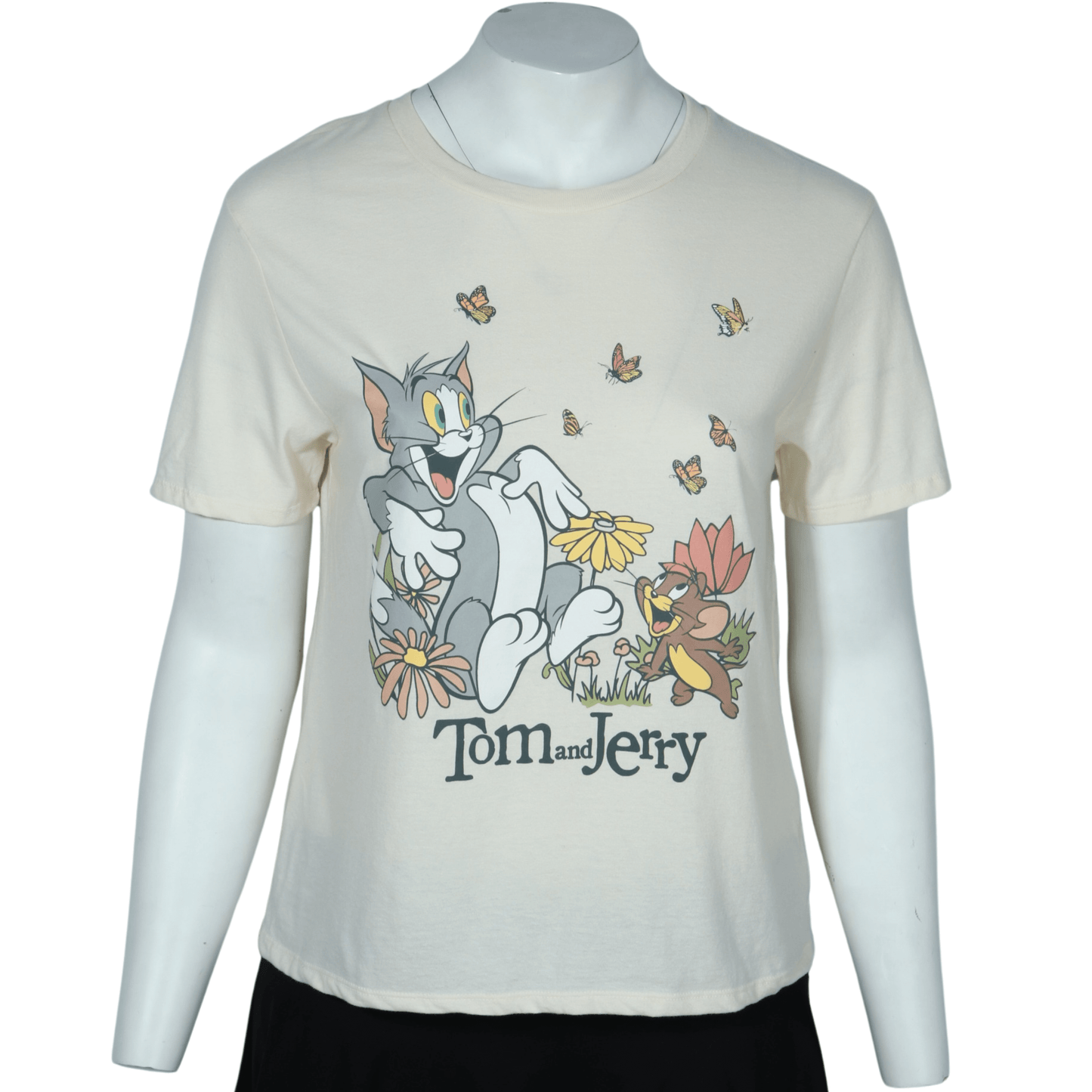 LOVE TRIBE Womens Tops XL / Beige LOVE TRIBE - Tom and jerry graphic print t-shirt