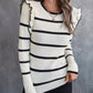 SHEIN - Relaxiva Striped Pattern Ruffle Trim Sweater