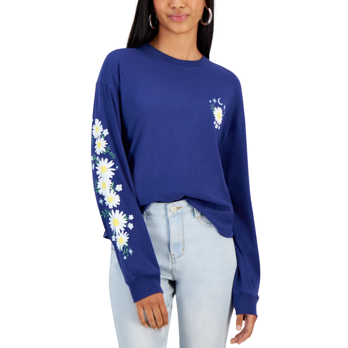 REBELLIOUS ONE - Daisy-Graphic Long-Sleeve Blouse