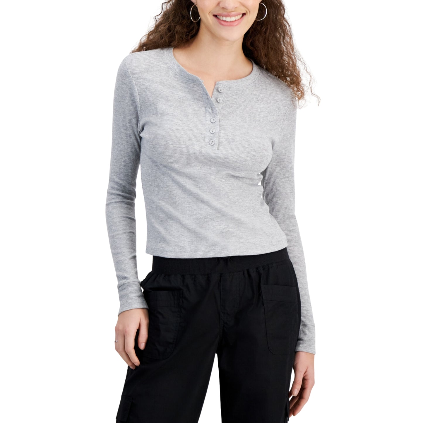 DEREK HEART -  Long-Sleeve Henley Top