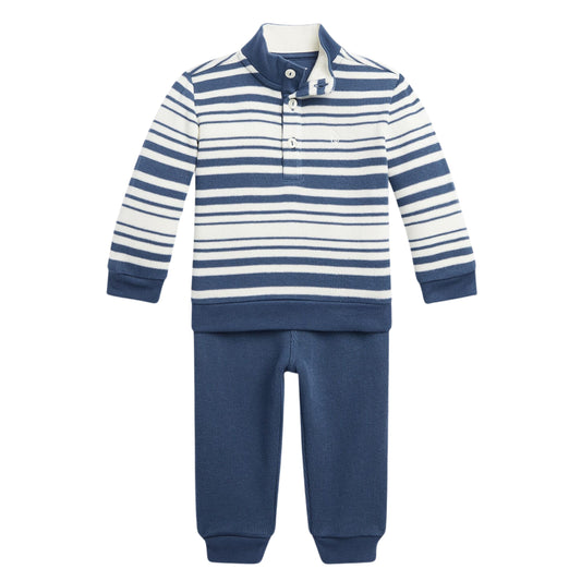 RALPH LAUREN - BABY -  Striped Cotton Pullover Pants Set