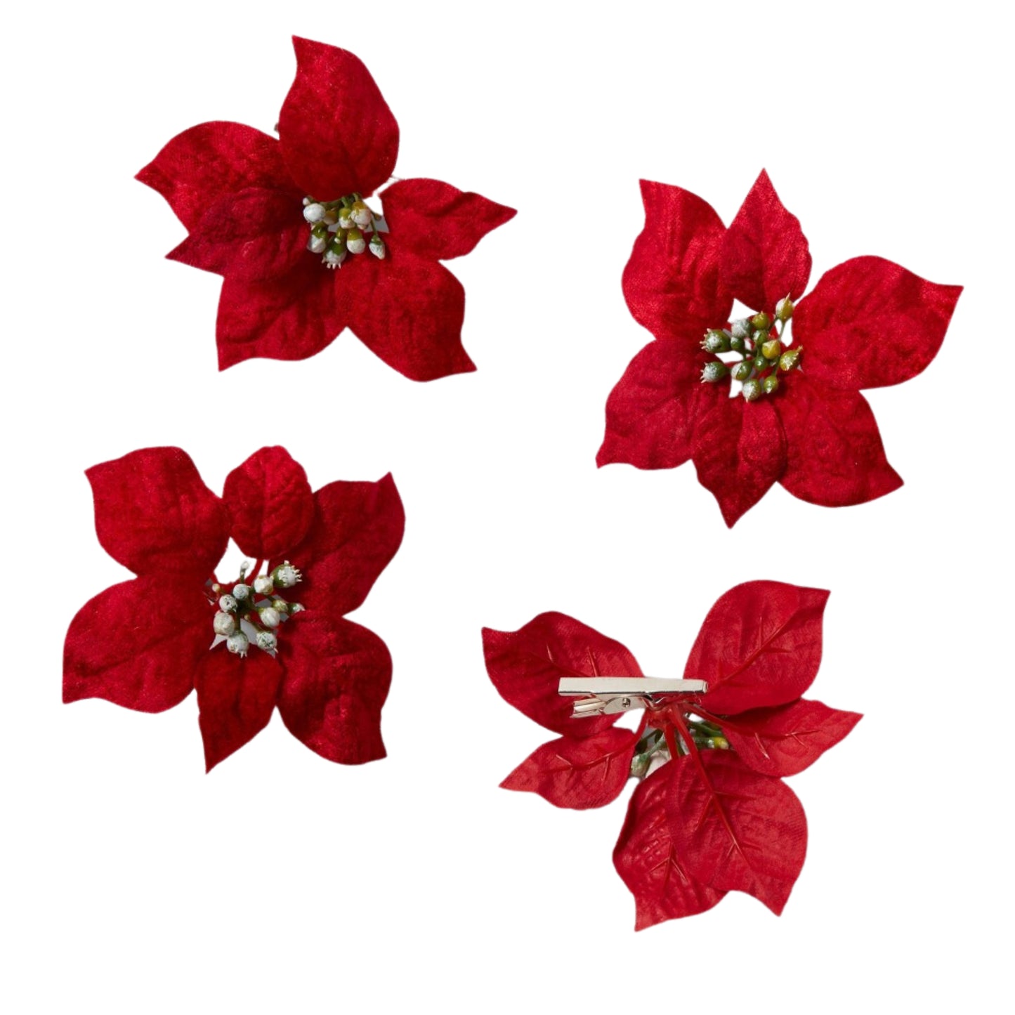 WONDERSHOP - 4ct Red Poinsettia Clips