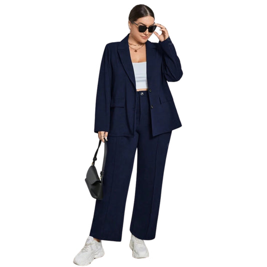 SHEIN -  Solid Color Basic Long Sleeve Blazer And Pants Suit