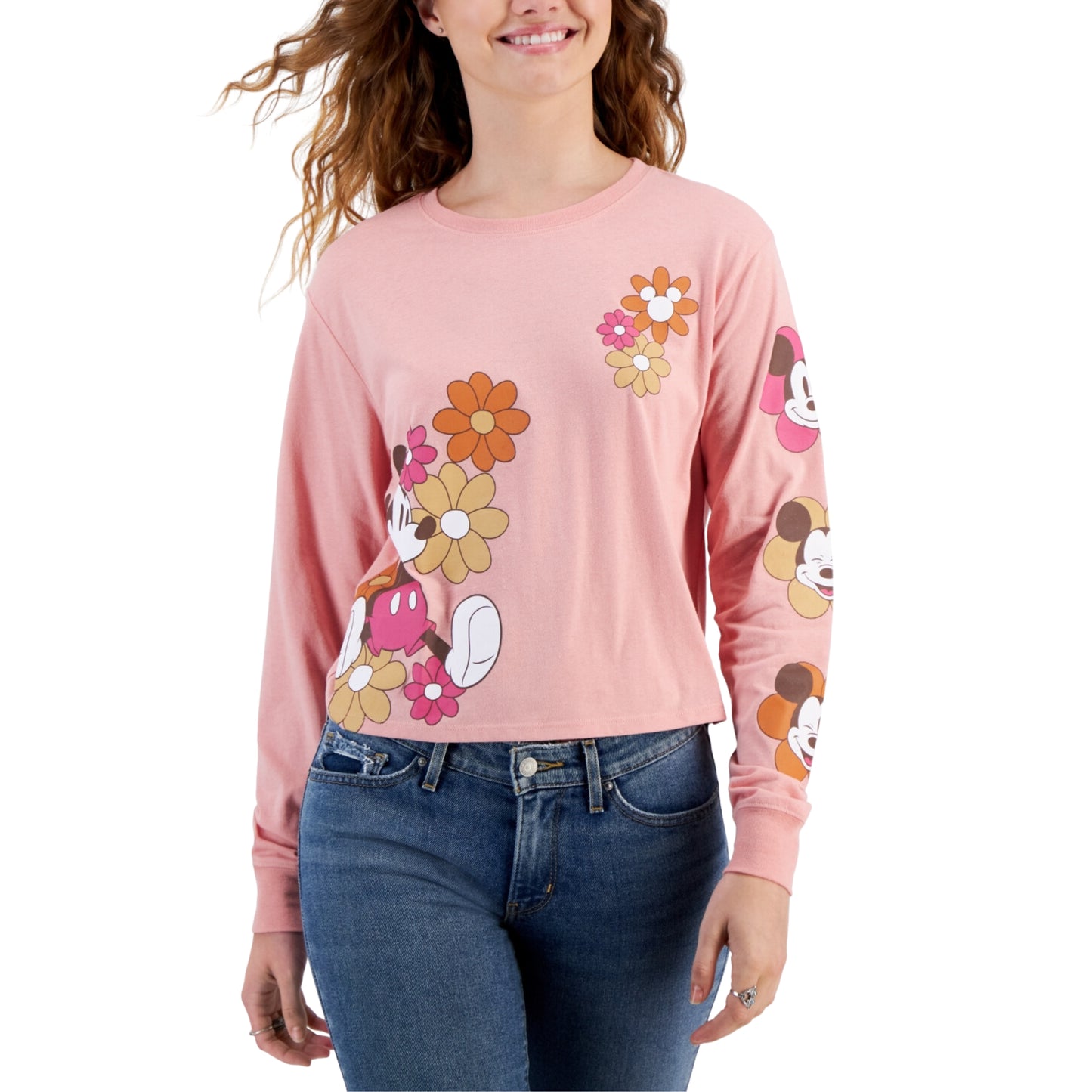 DISNEY -  Floral Mickey Long-Sleeve Blouse