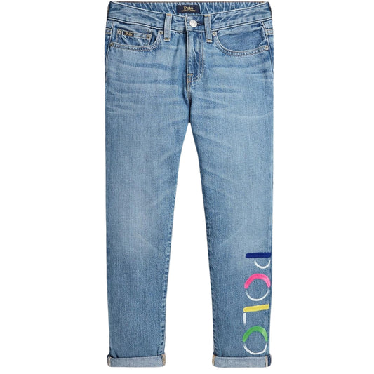 RALPH LAUREN - KIDS -  Logo Slim Fit Cotton Jeans