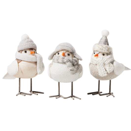 3pk Outdoorsy Birds Decorative Figurine Set Neutral