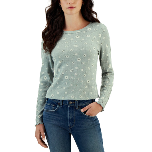 HIPPIE ROSE - Lace-Trim Long-Sleeve Top