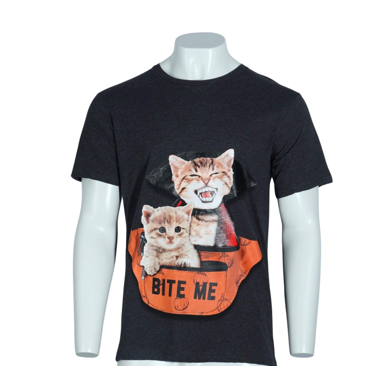MAD ENGINE Mens Tops L / Grey MAD ENGINE - Bite Me Kittens Printed T-Shirt