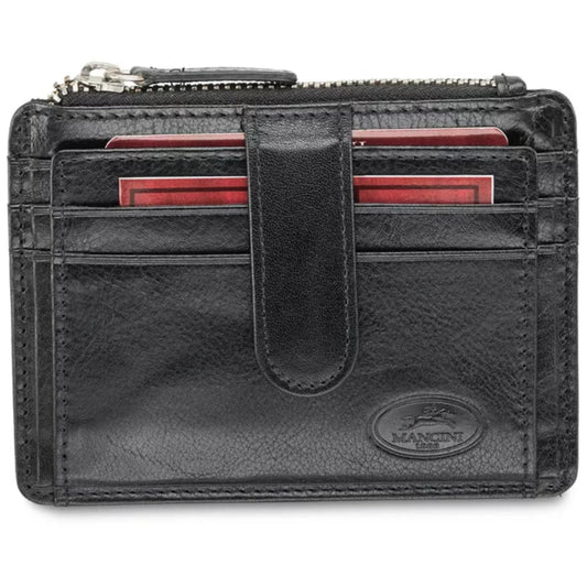 MANCINI Mens Accessories Black MANCINI - Men's Equestrian2 Collection RFID Secure Card Case and Coin Pocket