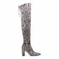 MARC FISHER Womens Shoes 36 / Multi-Color MARC FISHER - Beige Snake Tie Detail Zipper Pointed Toe Block Heel Dress Boots