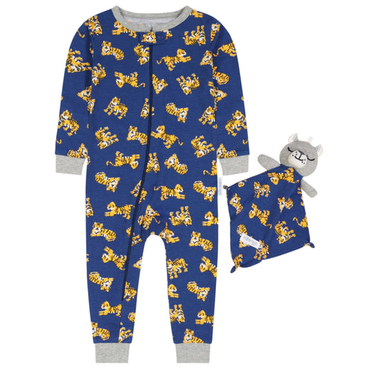 MAX & OLIVIA Baby Boy 18 Month / Multi-Color MAX & OLIVIA - Baby - All Over Printed Coverall with Blanket, 2-Piece Set