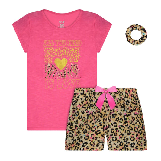 MAX & OLIVIA Girls Pajamas XL / Multi-Color MAX & OLIVIA - KIDS -  T-shirt and Shorts with Scrunchie Pajama Set, 3 Piece