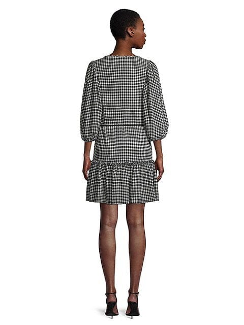 MELONIE T Womens Dress XL / Multi-Color MELONIE T - Tied Plaid Mini Puff Dress
