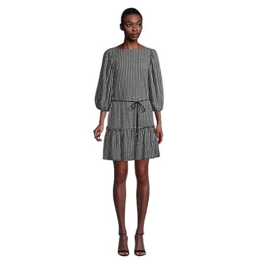 MELONIE T Womens Dress XL / Multi-Color MELONIE T - Tied Plaid Mini Puff Dress