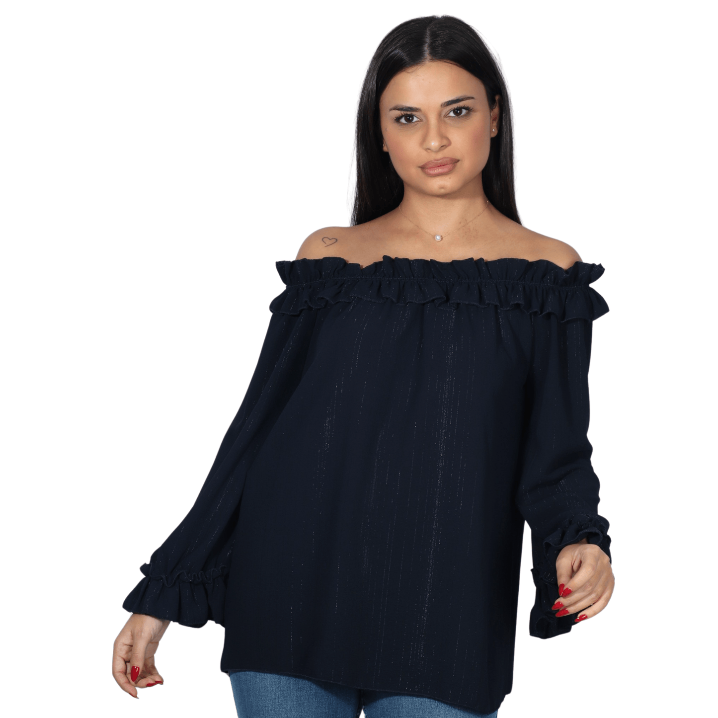 MIMOSA Womens Tops M / Navy MIMOSA - Ruffled blouse