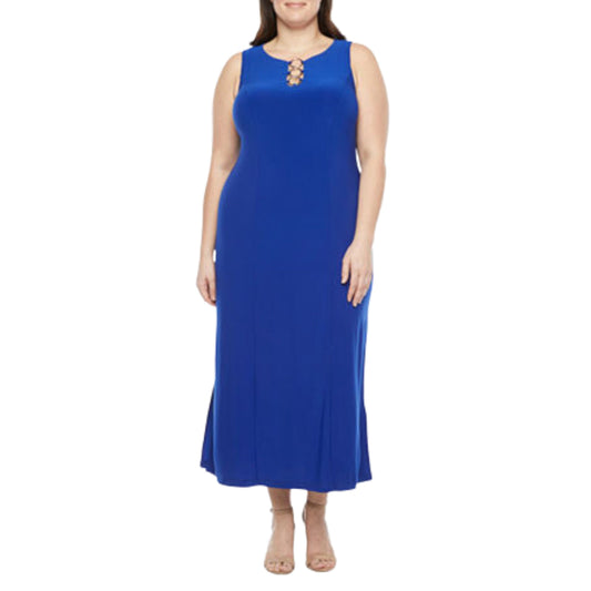 MSK Womens Dress XXXXL / Blue MSK - Plus Sleeveless Maxi Dress