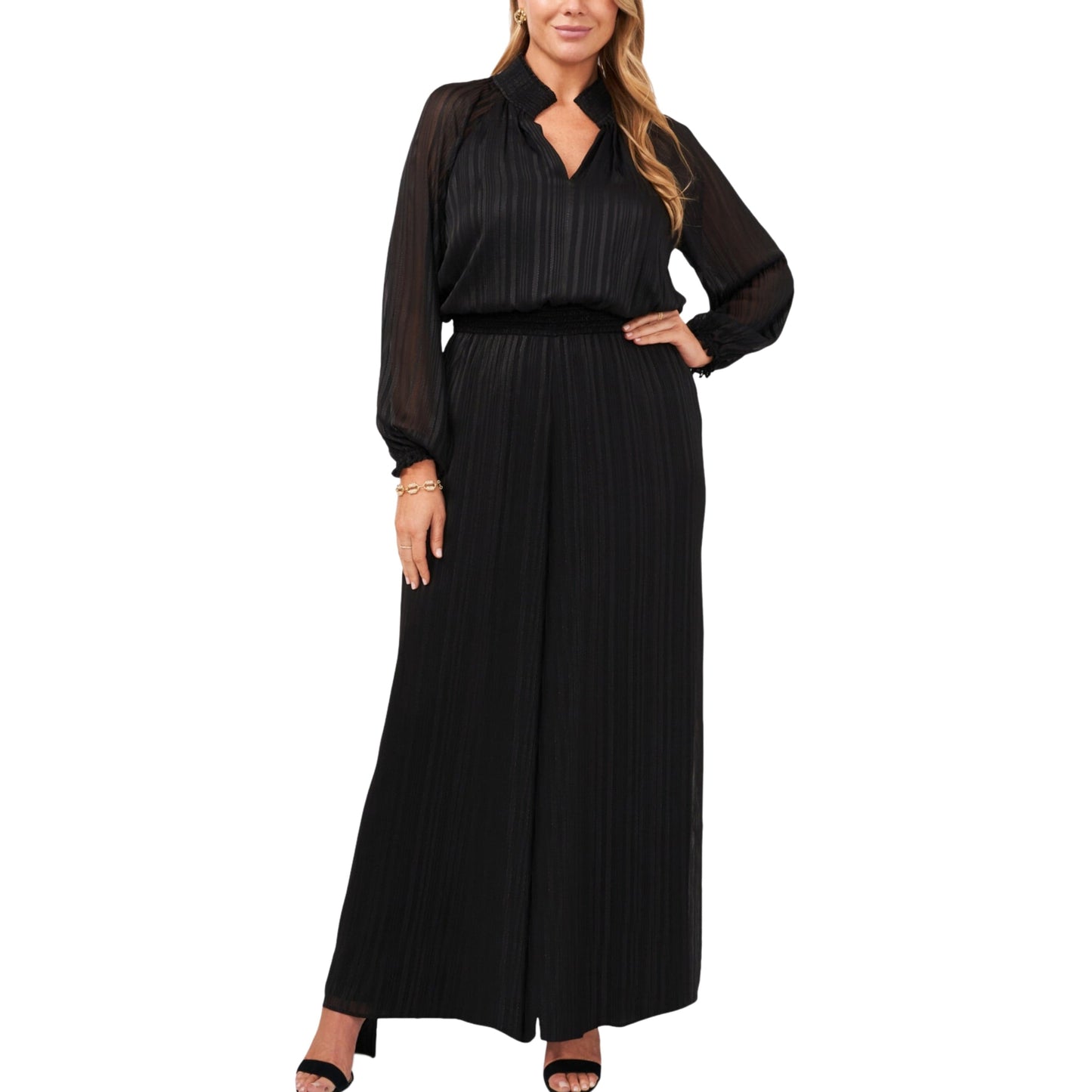 MSK Womens Overall XXXL / Black MSK - Wide Leg V-Neck Jumpsuit