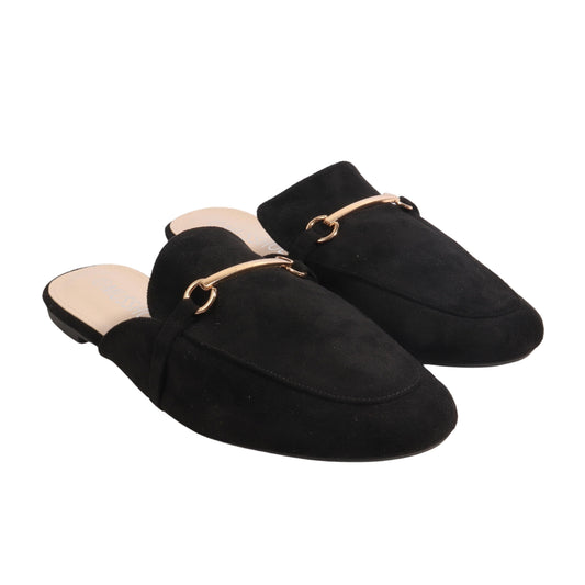 MUSSHOE Womens Shoes 42 / Black MUSSHOE - Round Toe Backless Flat Mules Slides Mules Shoes