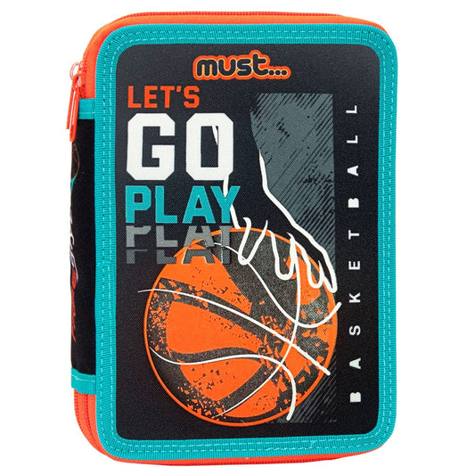 MUST Stationery Multi-Color MUST - Double Decker Pencil Case Basketball Lets Go Play