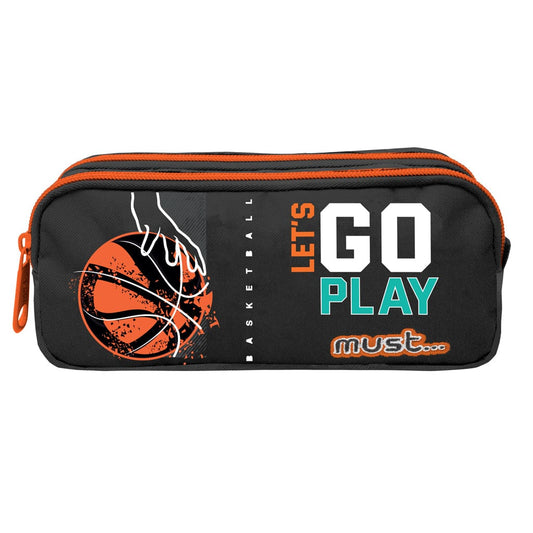 MUST Stationery Multi-Color MUST - Pencil Case 2 Zippers Basketball Lets Go Play