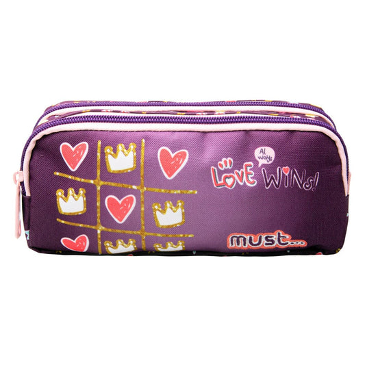 MUST Stationery Multi-Color MUST - Pencil Case 2 Zippers Love Wins