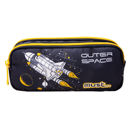 MUST Stationery Multi-Color MUST - Pencil Case 2 Zippers Outer Space