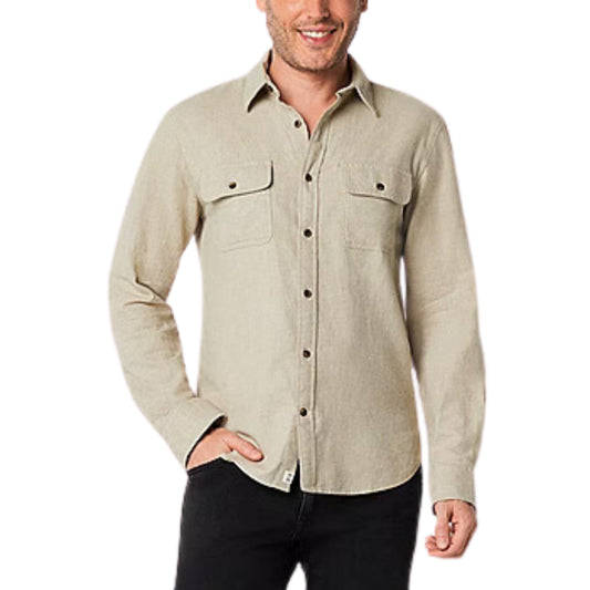 MUTUAL WEAVE Mens Tops L / Beige MUTUAL WEAVE  - Adaptive Regular Fit Flannel Shirt