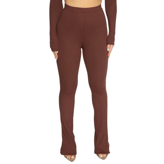 NAKED WARDROBE Womens Bottoms S / Brown NAKED WARDROBE - Straight up Ribbed Pants