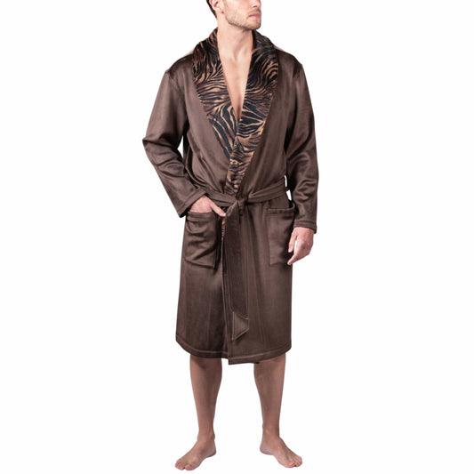 NATORI Mens Pajamas NATORI - Men's Kasem Print Shawl-Collar Velour Robe