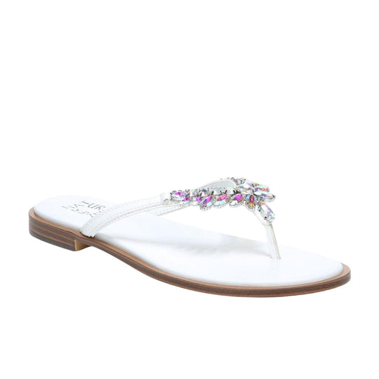 NATURALIZER Womens Shoes 38 / White NATURALIZER - Fallyn Faux Leather Slip on Thong Sandals