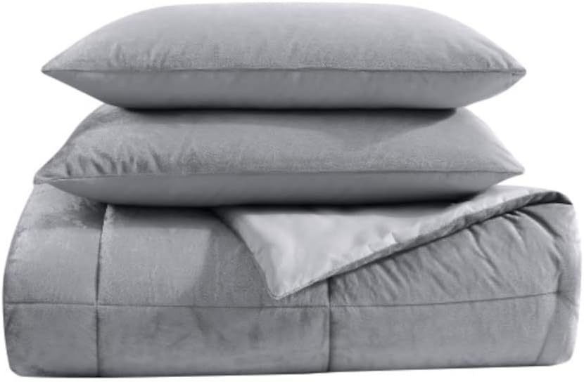 NAUTICA Comforter/Quilt/Duvet King / Grey NAUTICA - Micromink Reversible Bedding with Matching Shams