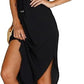 NERLEROLIAN Womens Dress L / Black NERLEROLIAN - Adjustable Strappy Split Summer Beach Casual Midi Dress