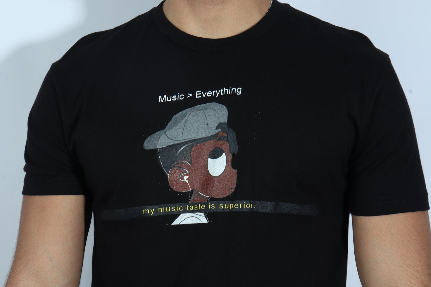 NEXT LEVEL Mens Tops S / Black NEXT LEVEL - Music Everything Printed T-shirt