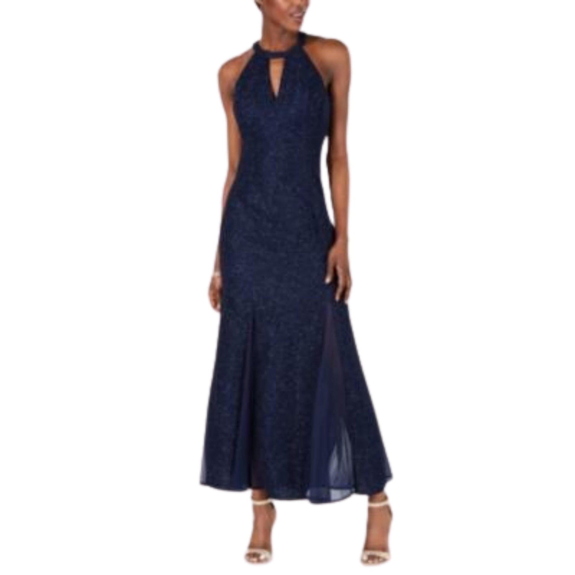 NIGHTWAY Womens Dress Petite M / Navy NIGHTWAY - Glitter-Knit Teardrop Petite Dress