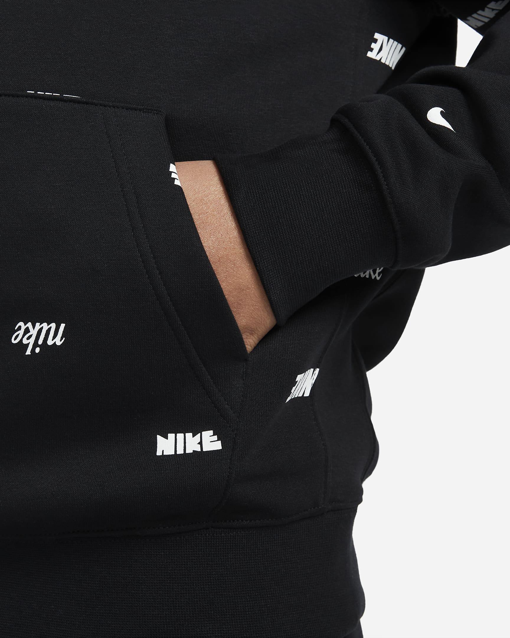 NIKE Mens Tops L / Black NIKE -  Allover Print Pullover Hoodie