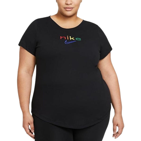 NIKE Womens Tops XXL / Black NIKE - Dri FIT Rainbow Embroidered Logo T-Shirt