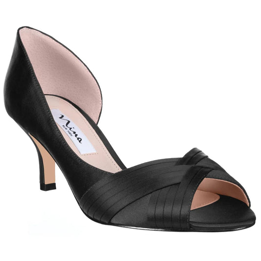 NINA Women Shoes 40 / Black NINA - Metallic Peep Toe Evening Pumps Sandal