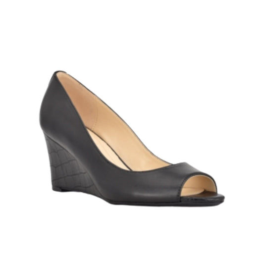 NINE WEST Womens Shoes 37.5 / Black NINE WEST - Leather Wedge Heels