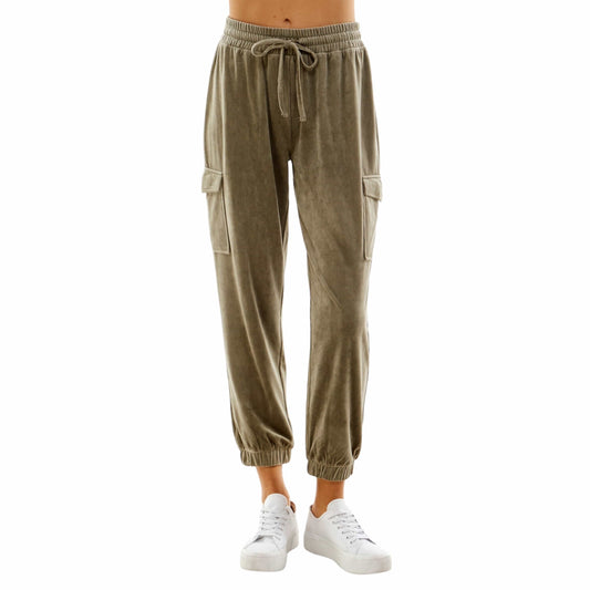 NO COMMENT Womens Bottoms L / Green NO COMMENT - Elastic-Waist Cargo Sweatpants