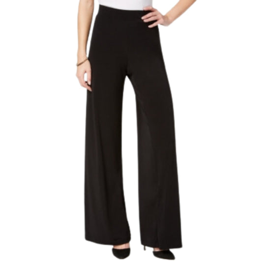 NY COLLECTION Womens Bottoms Petite S / Black NY COLLECTION -  Petite Mid Rise Pull on Wide-Leg Palazzo Pant